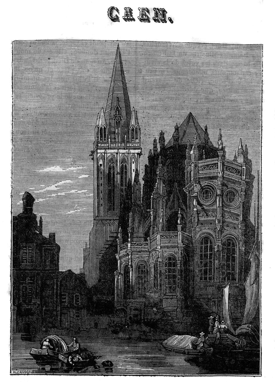 Pohled na město Caen v Normandii v 19. století. od Unknown artist