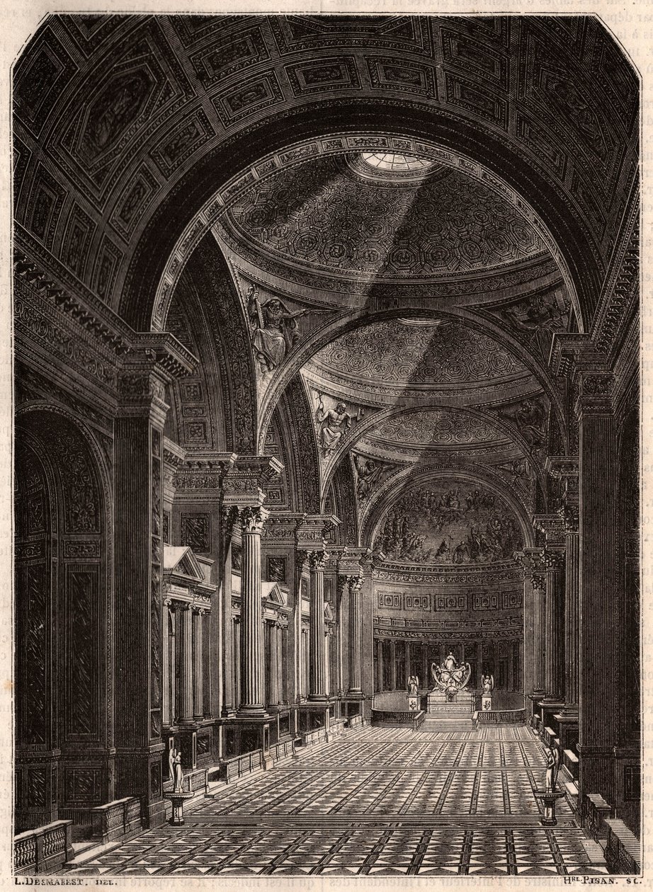 Pohled na interiér kostela Madeleine v Paříži v roce 1843, krátce poté, co byl otevřen pro bohoslužby od Unknown