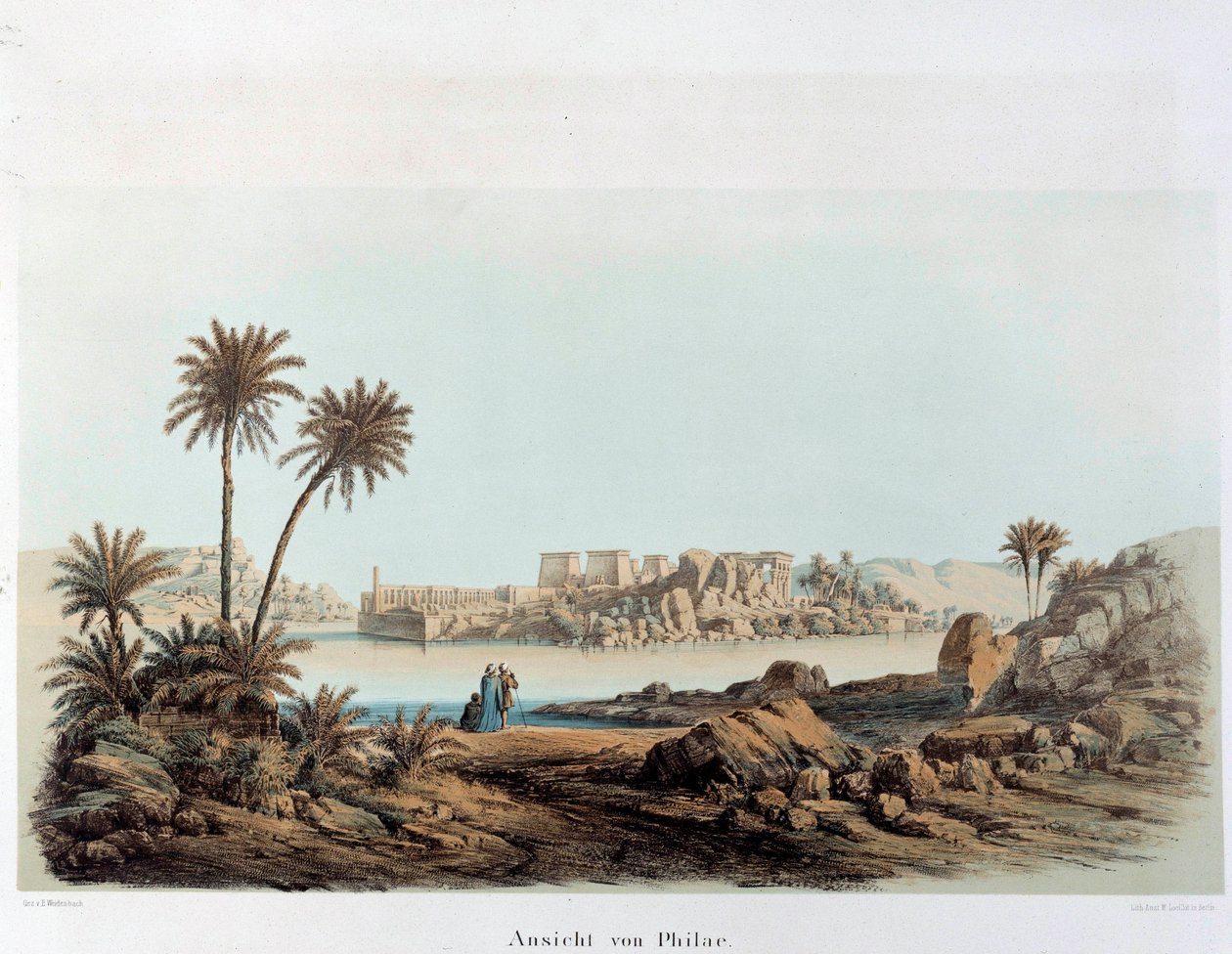 Pohled na ostrov Philae v Egyptě. Paříž 19. století, College of France od Unknown artist