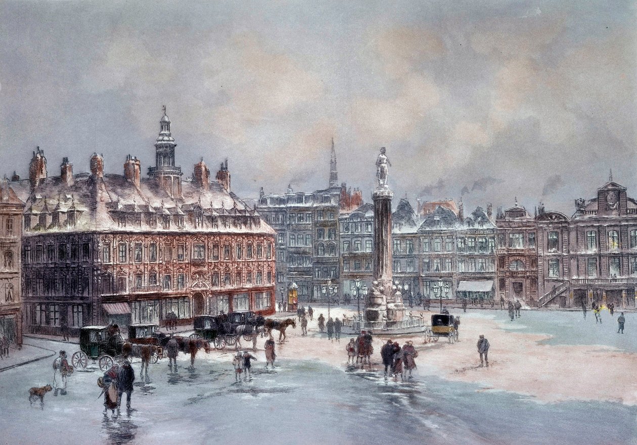 Pohled na velké místo Lille Tisk neznámého autora. Paříž 19. století, B.N. od Unknown artist