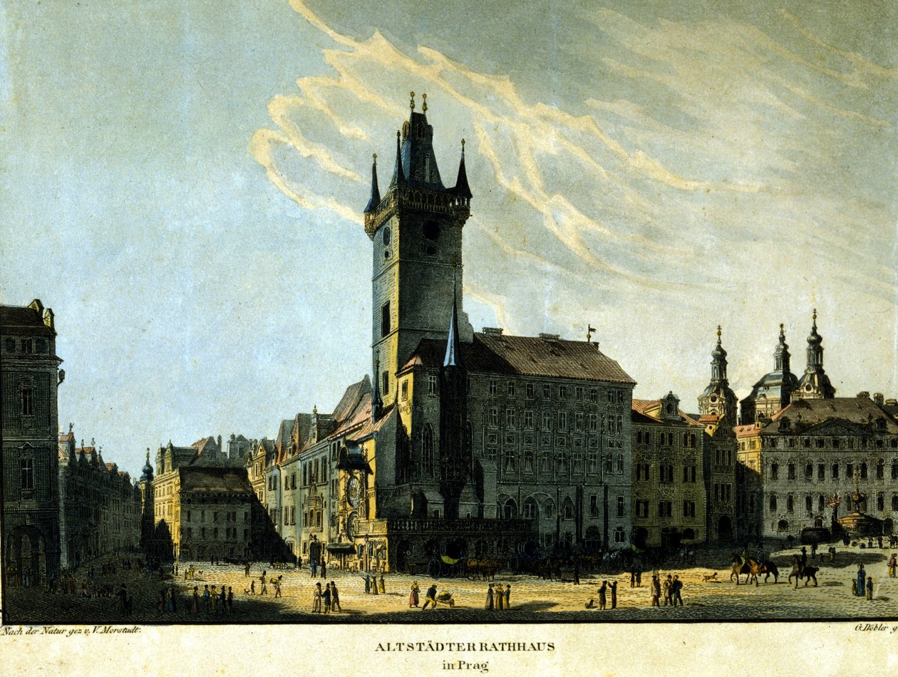 Pohled na starou pražskou radnici kolem roku 1860. od Unknown artist
