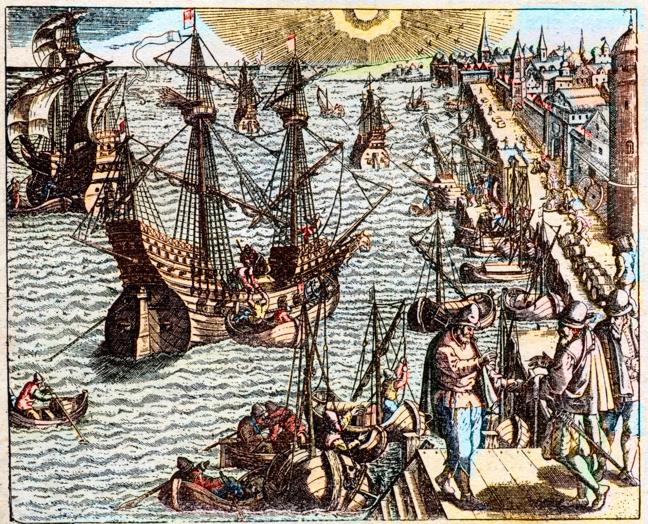 Pohled na lisabonský přístav v 16. století - od Unknown artist