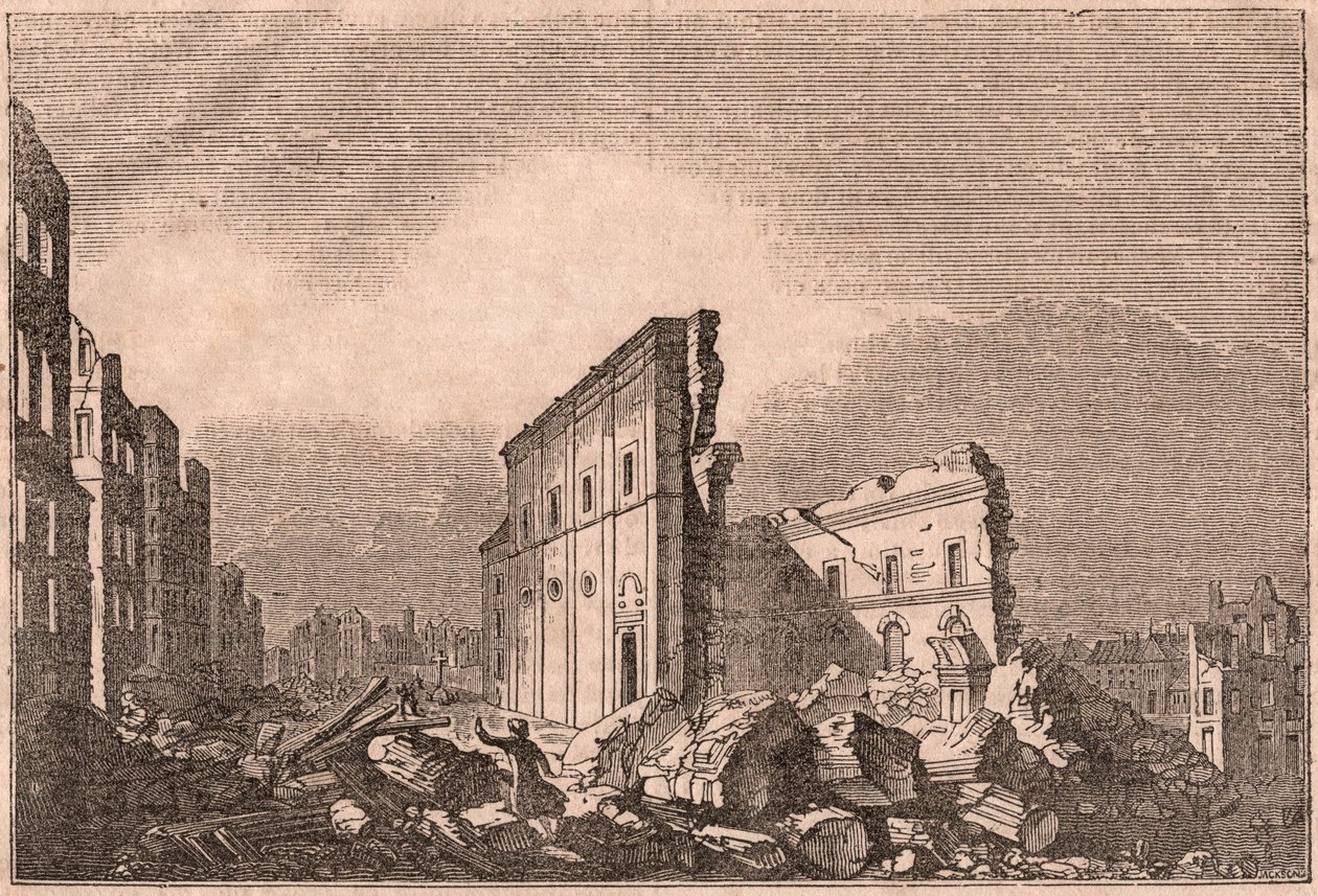 Pohled na ruiny St Paul, po zemětřesení 1755, Lisabon, Portugalsko od Unknown