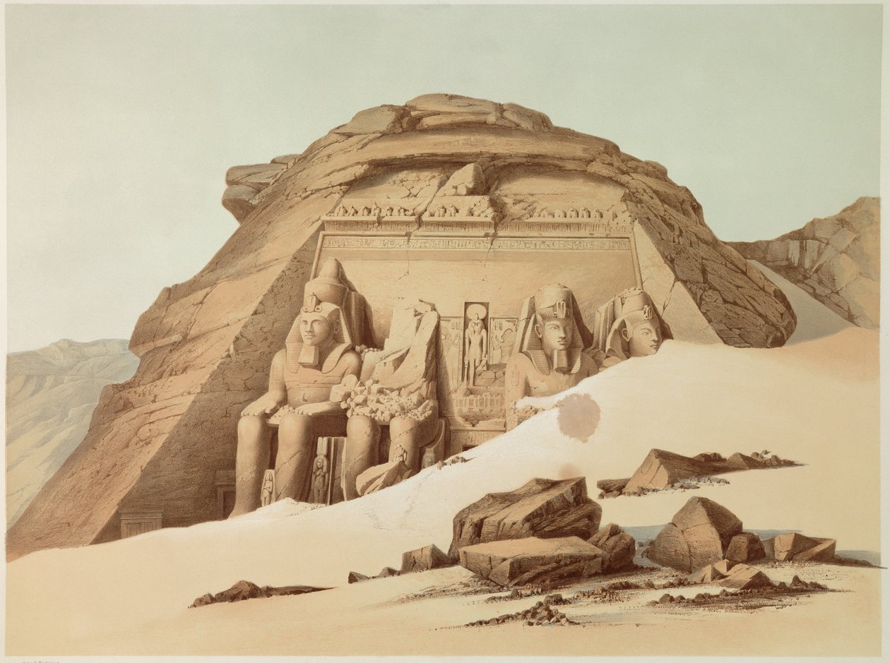 Pohled na chrám Abu Simbel. Egypt. Ilustrace 19. století. Paříž, College of France od Unknown artist