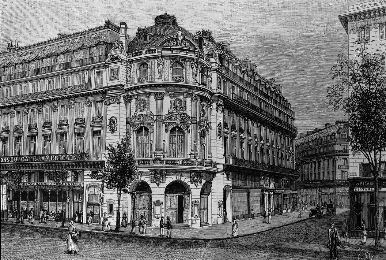 Pohled na divadlo du Vaudeville v Paříži. od Unknown artist