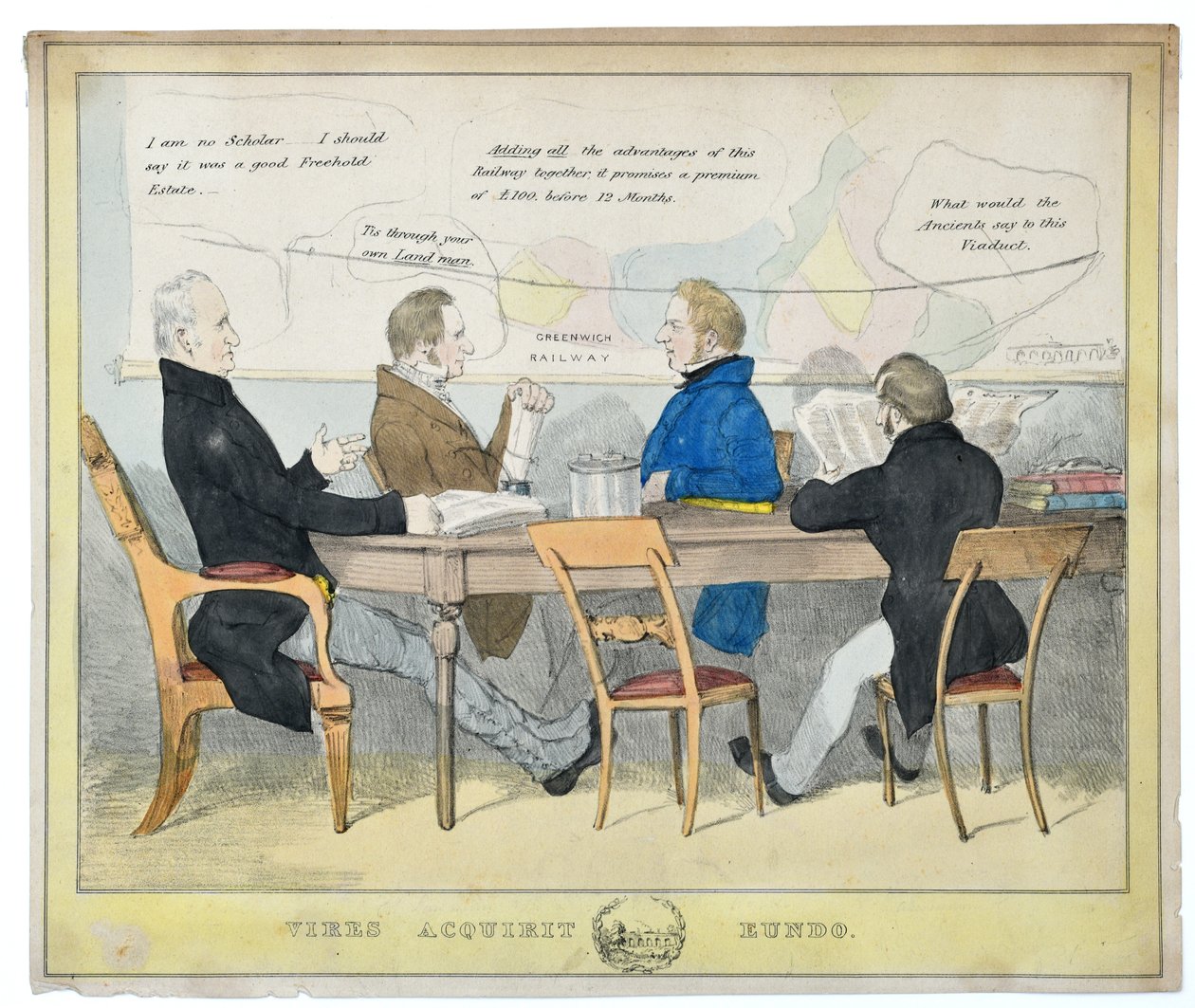 Vires Acquirit Eundo (Za pochodu sbíráme sílu), kolem 1835 (ručně kolorovaná litografie na papíře) od Unknown artist
