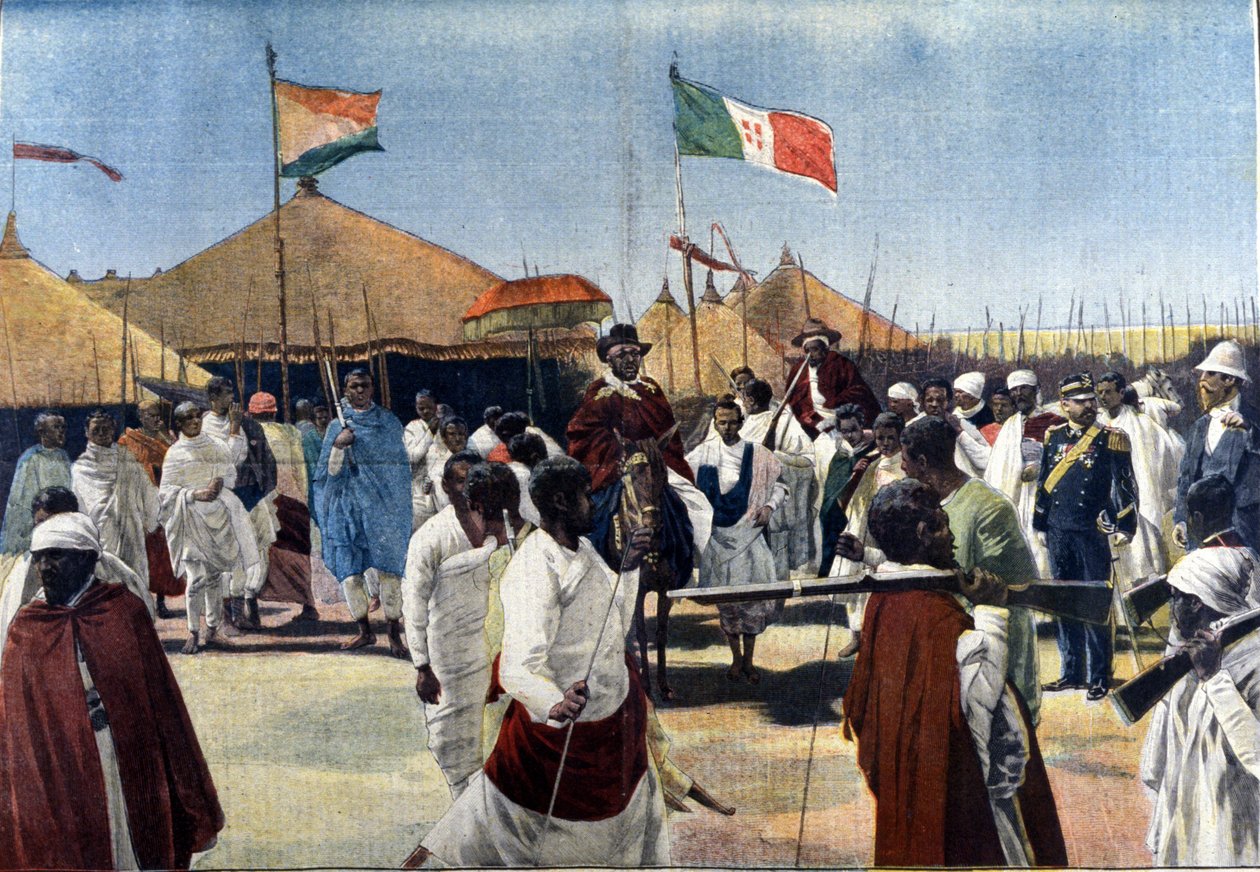 Návštěva Menelika II. (1844-1913, etiopského krále) u prezidenta italského zplnomocněnce Ciccodicola od Unknown artist