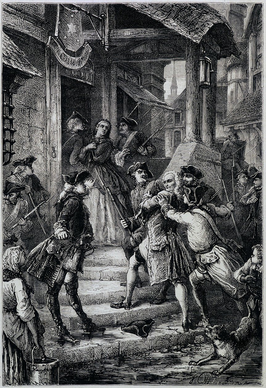 Voltaire (1694 - 1778) zatčen ve Frankfurtu v roce 1753 na příkaz velkého Fridricha II. - v Histoire de France od nejvzdálenějších dob do roku 1789 M. Guizot od Unknown artist