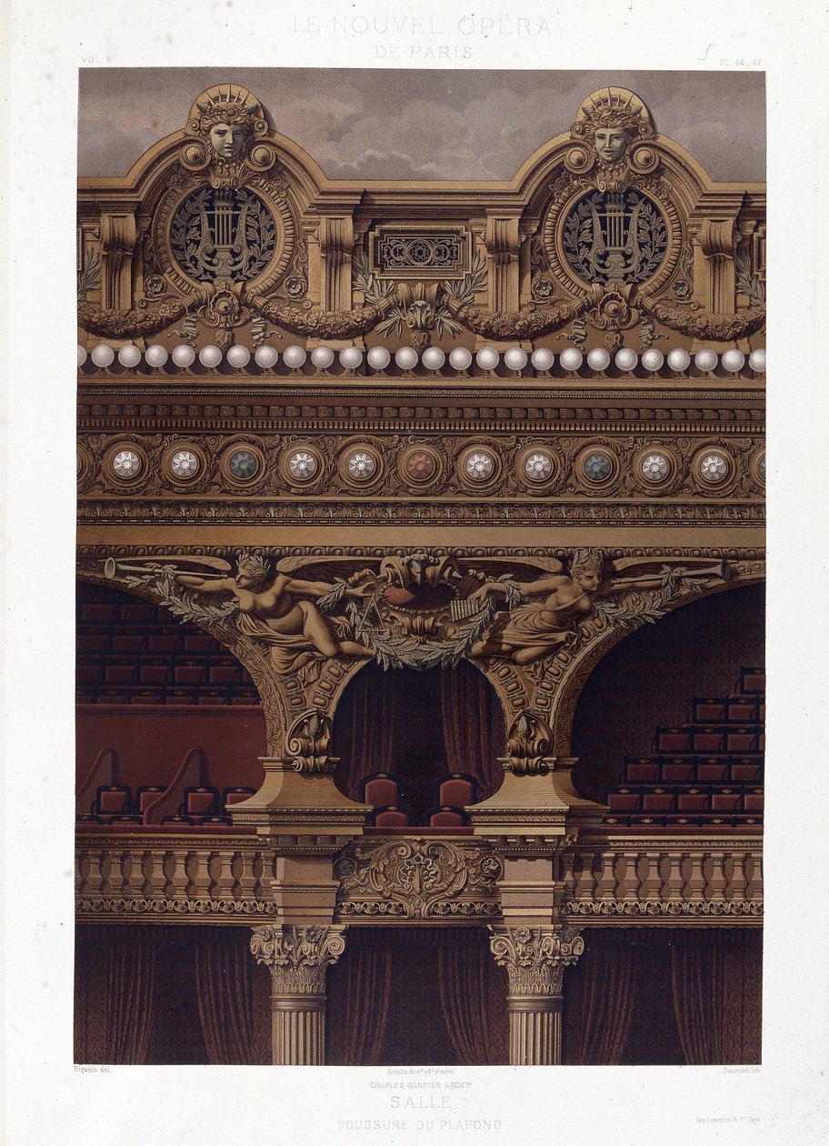 Voussure stropu Opery Garnier - chromolitografie, konec 19. století od Unknown artist