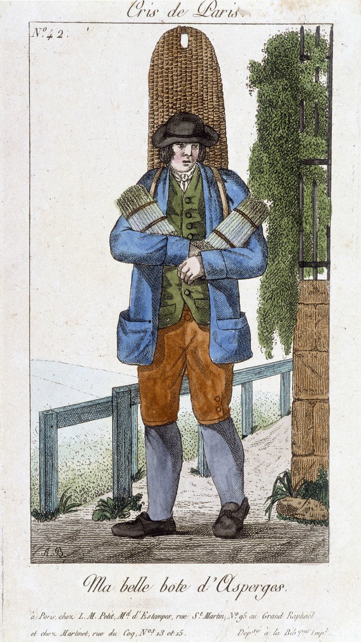 Chodící obchodník s chřestovými botami - v „“ Cris de Paris“, deb. 19. století od Unknown artist