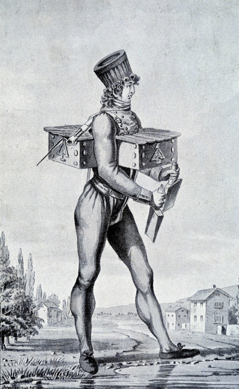 Válečný oblek z 19. století. rytina 19. století. od Unknown artist
