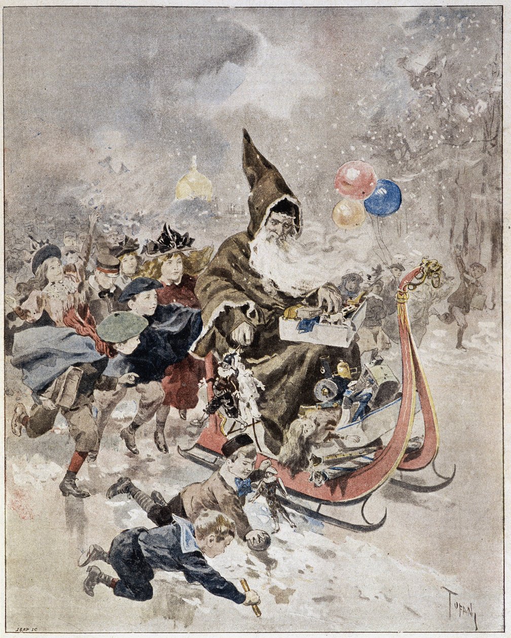 Akvarel zobrazující Santa Clause. ""Ilustrovaný svět"". 21.12.1895. od Unknown artist