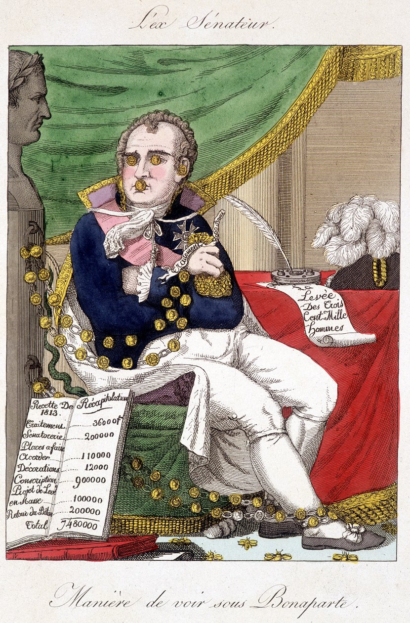 Způsob pohledu za Bonaparta: vojenské výdaje - karikatura od Unknown artist