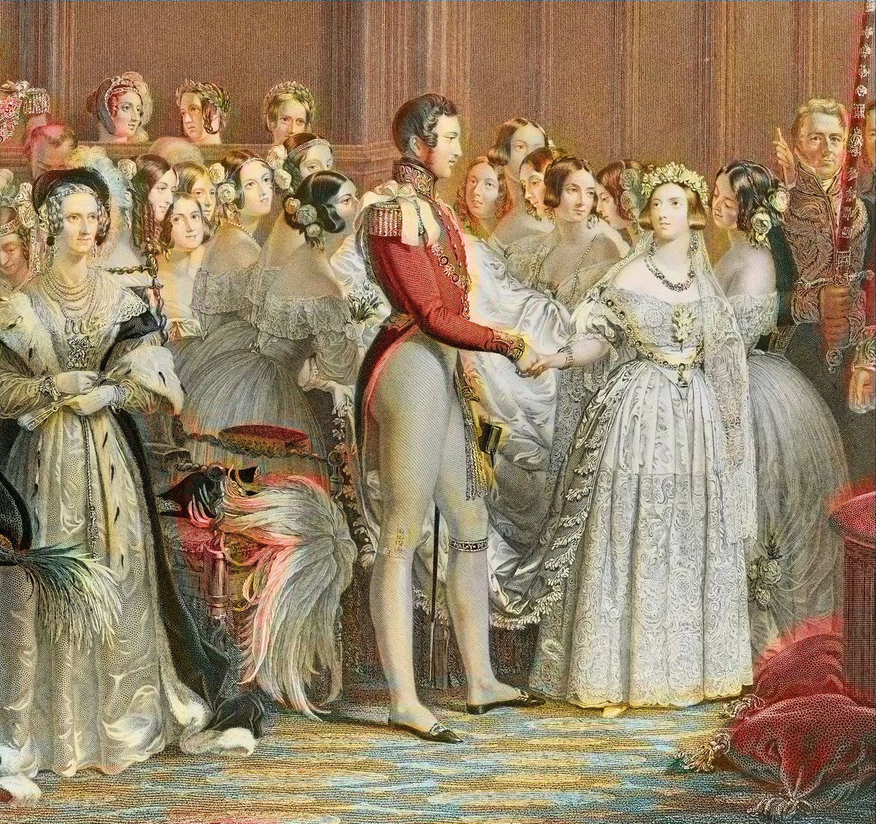 Svatba královny Viktorie s princem Albertem Saským Cobourg Gotha v paláci Saint James v Londýně 10. února 1840 (rytina) od Unknown artist
