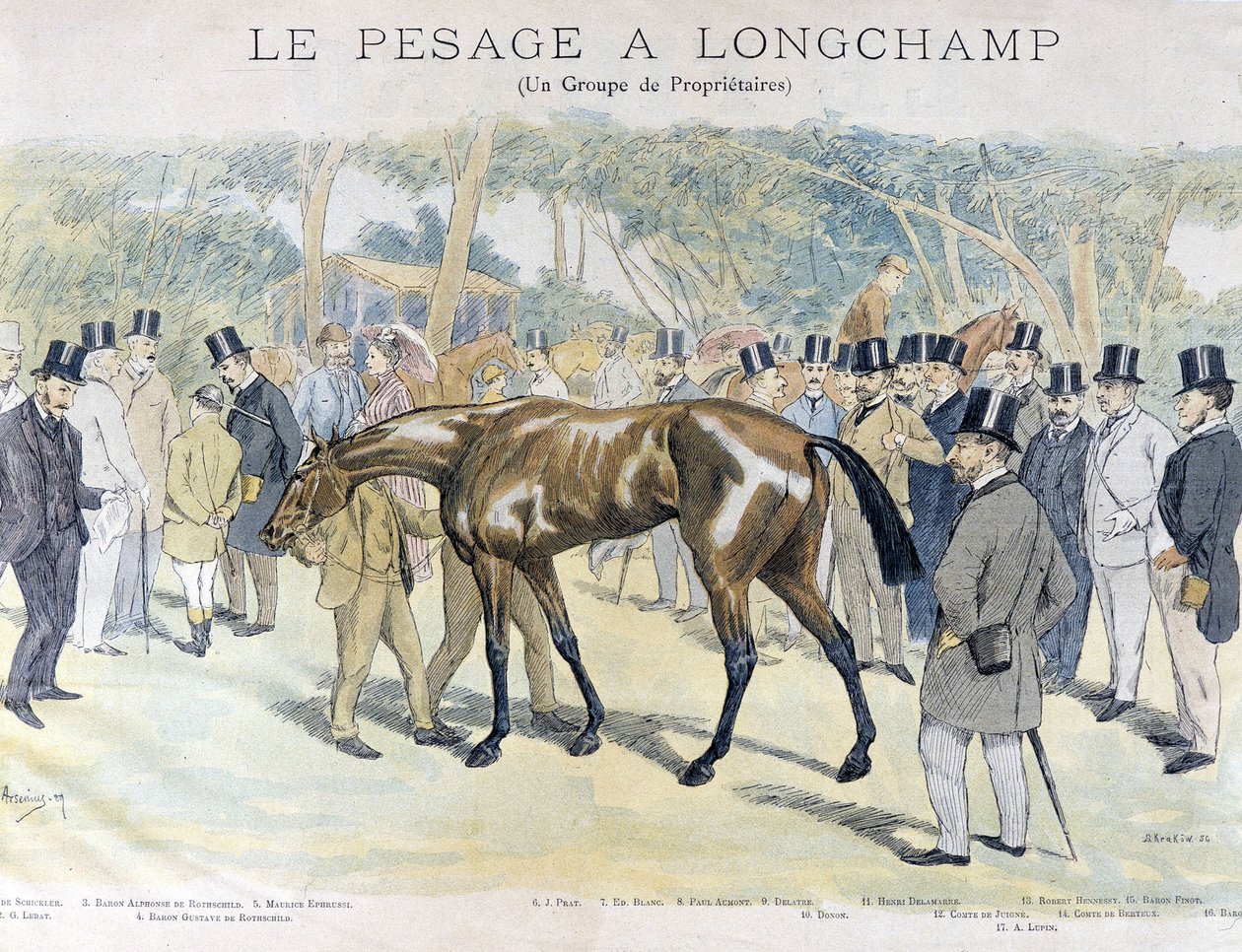 Vážení v Longchamp a skupina majitelů koní od Unknown artist