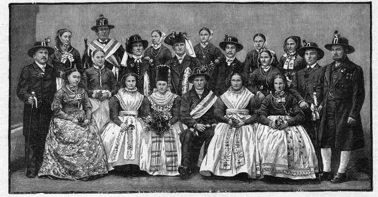 Wendic svatební hostina (Wends) - rytina 1897 - Wendes (Slovani žijící ve východním Německu) od Unknown artist
