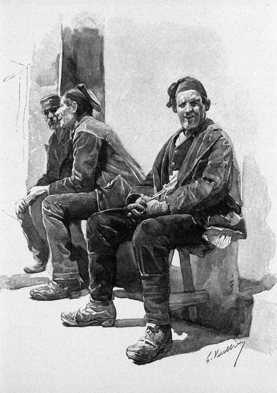 Při čekání na čas sklizně: rolníci odpočívají. Sicílie 19. století rytina od Unknown artist