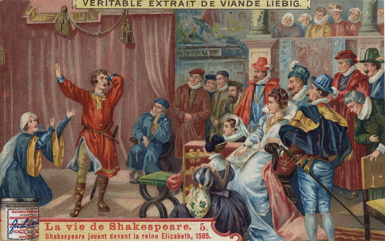 William Shakespeare hraje před královnou Alžbětou I. a na jejím dvoře od Unknown artist