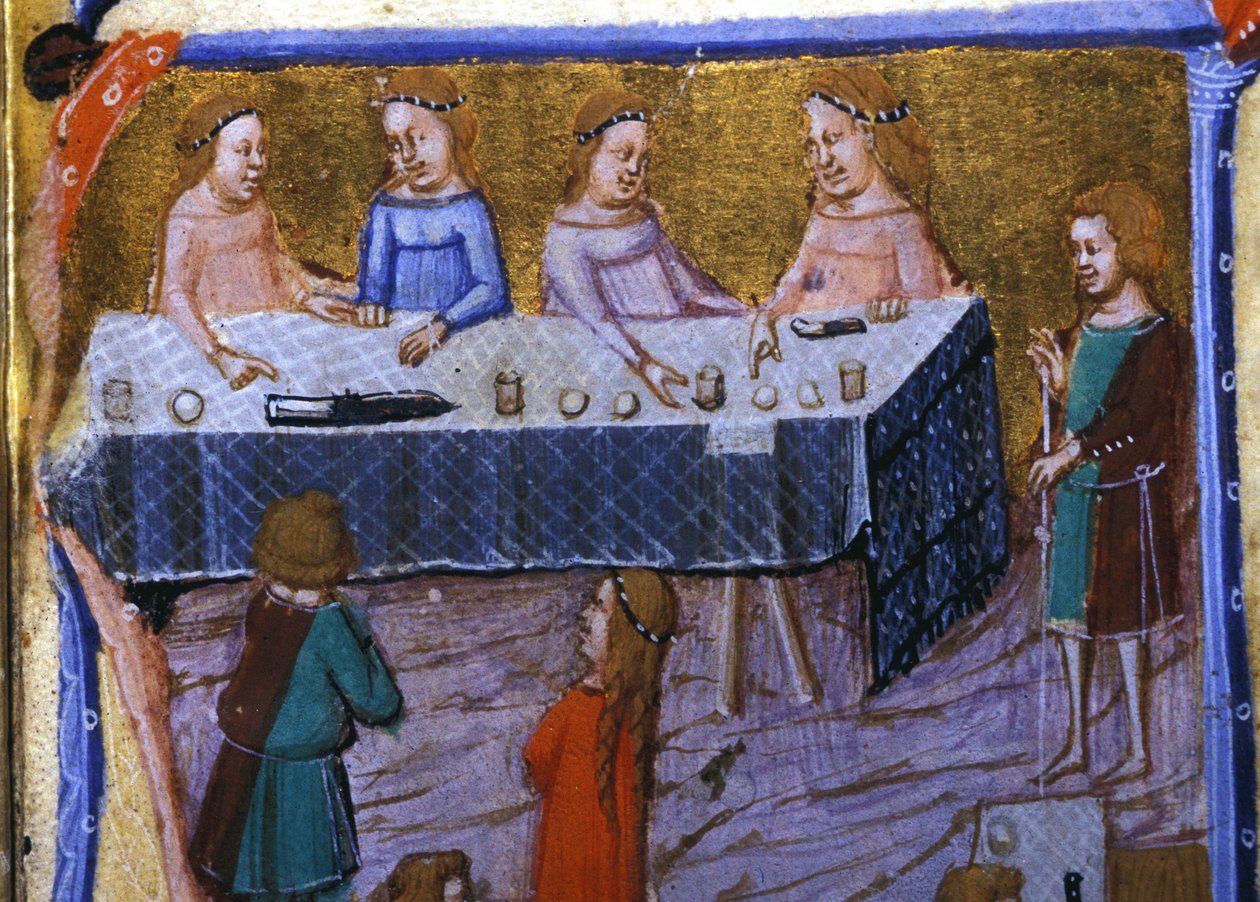 Dámský banket. Miniatura z rukopisu ze 13. století. od Unknown artist
