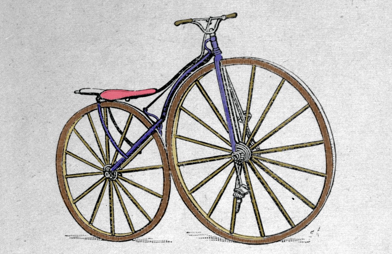 Dřevěný model velocipedu. Pierre Michaux, vynalezl pedál na počátku 60. let 19. století. od Unknown artist