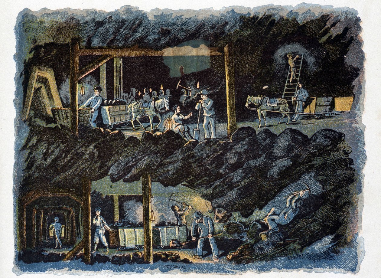 Práce v uhelném dole od Unknown artist