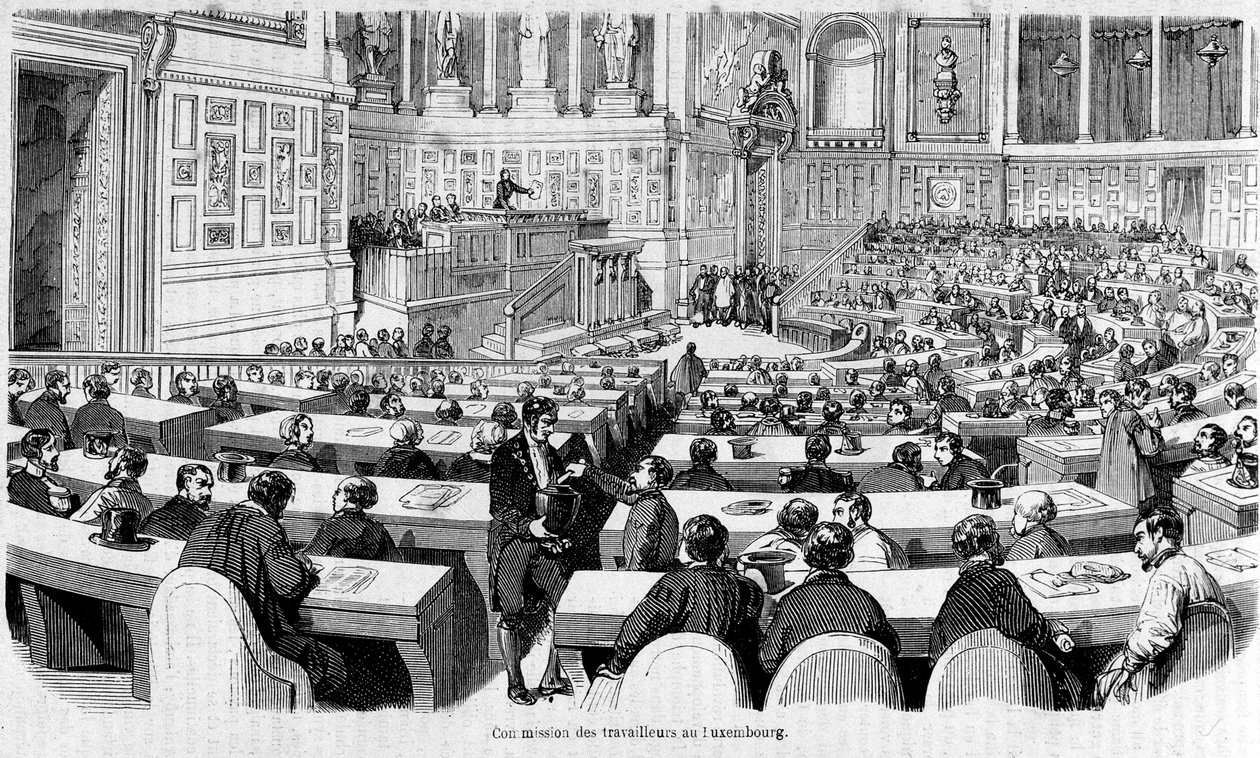 Dělnický výbor v Palais du Luxembourg (Senát), revoluce 1848 od Unknown artist