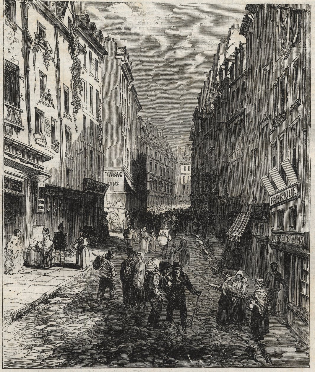 Práce rue de la Montagne Sainte-Genevieve (Sainte Genevieve) v 5. pařížském obvodu v roce 1858. od Unknown artist