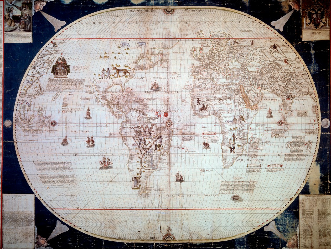 Mapa světa mořeplavce Sebastiano Caboto (Sebastien Cabot) (1476-1557) 1544. Paříž, B.N. od Unknown artist
