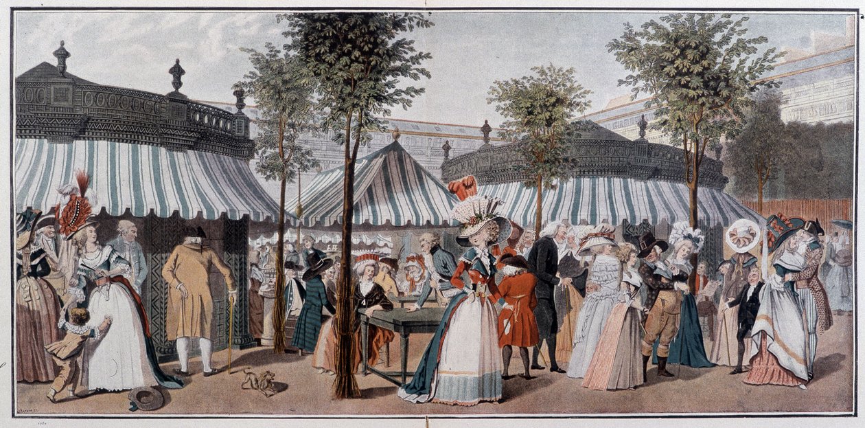 Světová procházka zahradami královského paláce, konec 18. století - chromo podle rytiny Debucourta od Unknown artist