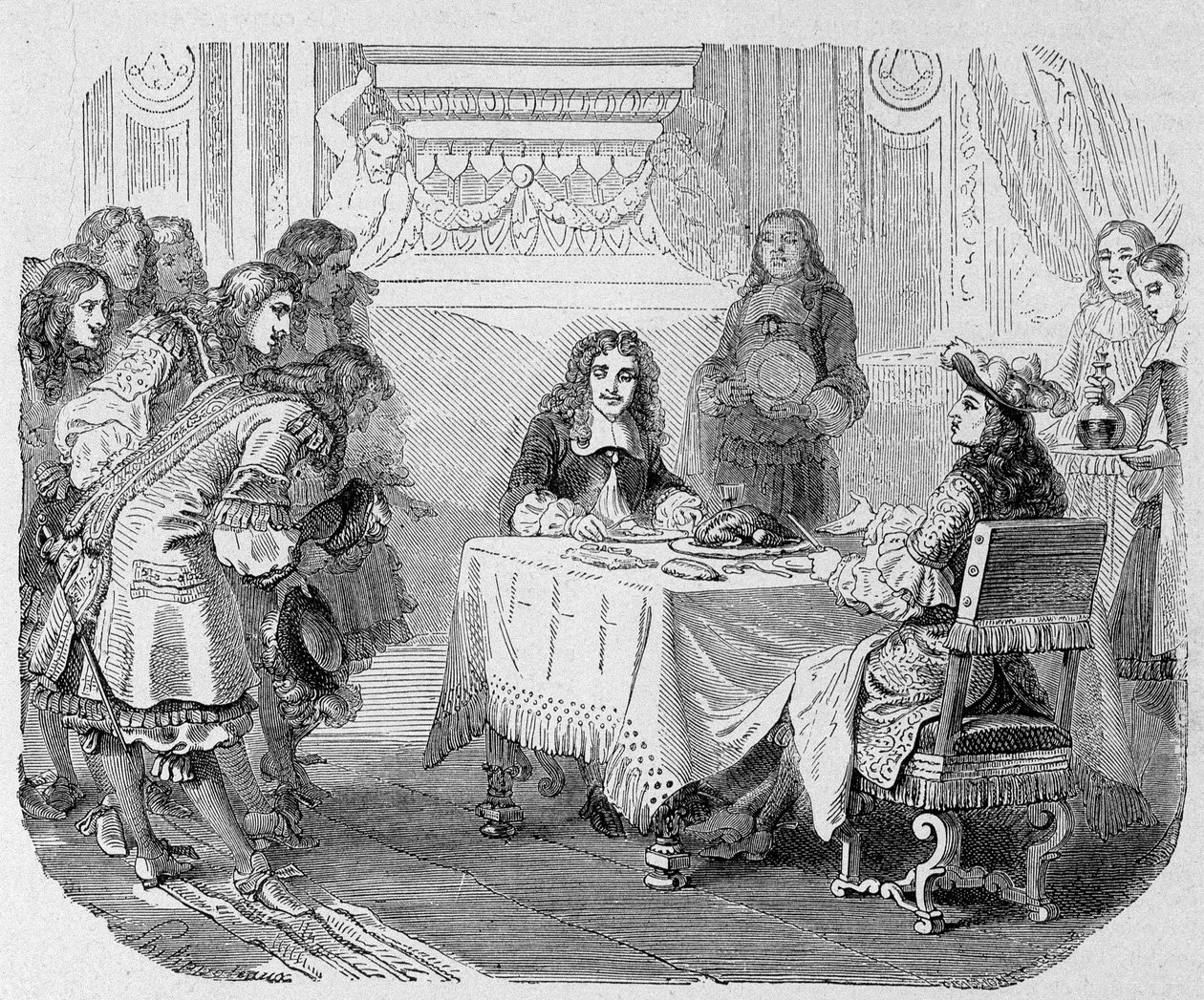 Vidíte mě, pánové, řekl král, je zaneprázdněn pojídáním Moliera: Louis XIV a Moliere attables - v „Paříži v průběhu staletí““ od Unknown artist