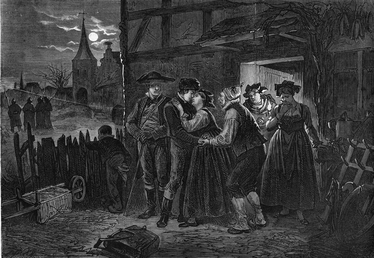Mladí Alsasané emigrovali, aby unikli pruské vojenské službě. od Unknown artist