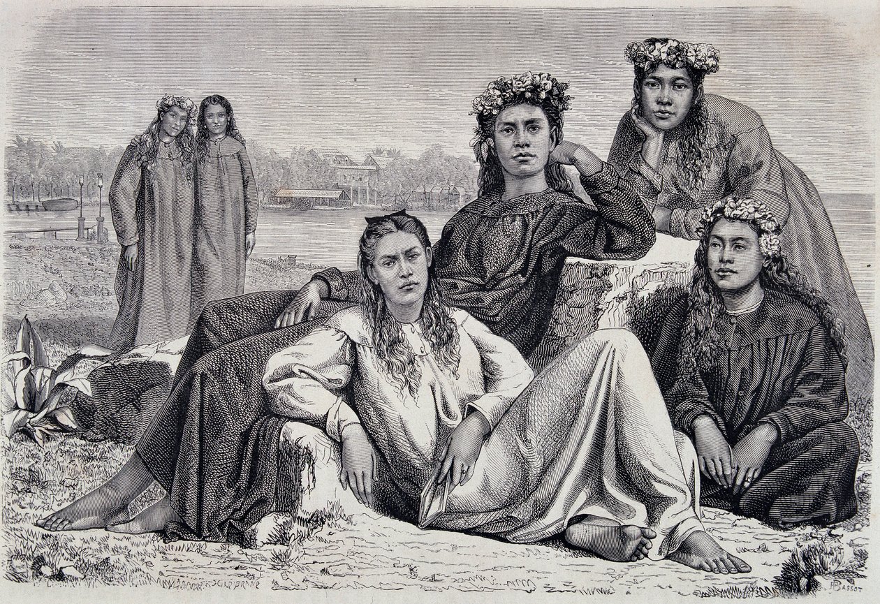 Mladé ženy z Tahiti – v „“Le Tour du Monde““ od Unknown artist