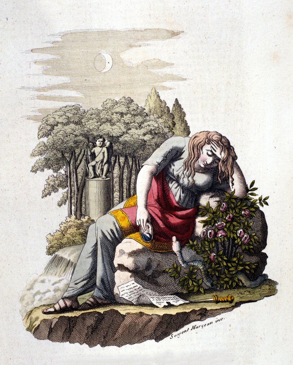Mladá dívka pláče po přečtení dopisu od svého milence. od Unknown artist