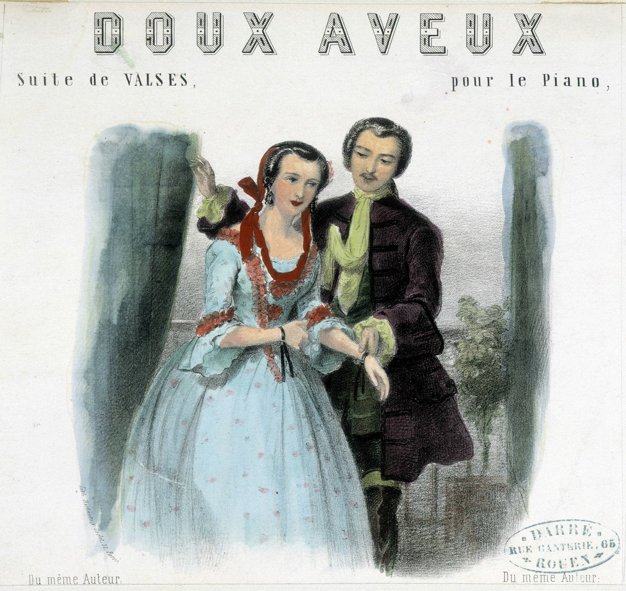 Mladý muž se dvoří mladé ženě, deb. 19. století od Unknown artist