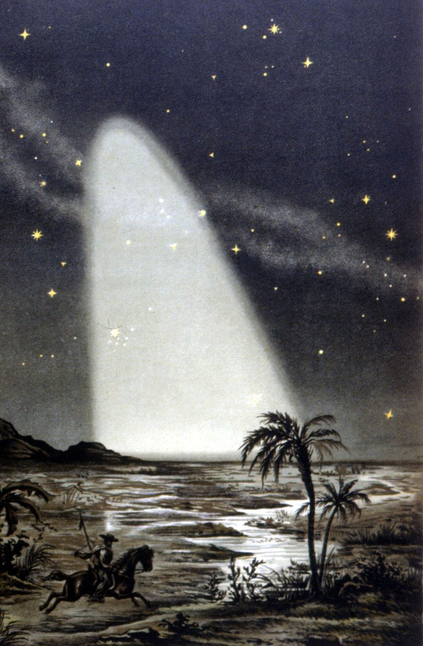 Zodiakální světelný jev na mexické savaně. Barevná litografie 19. století. od Unknown artist