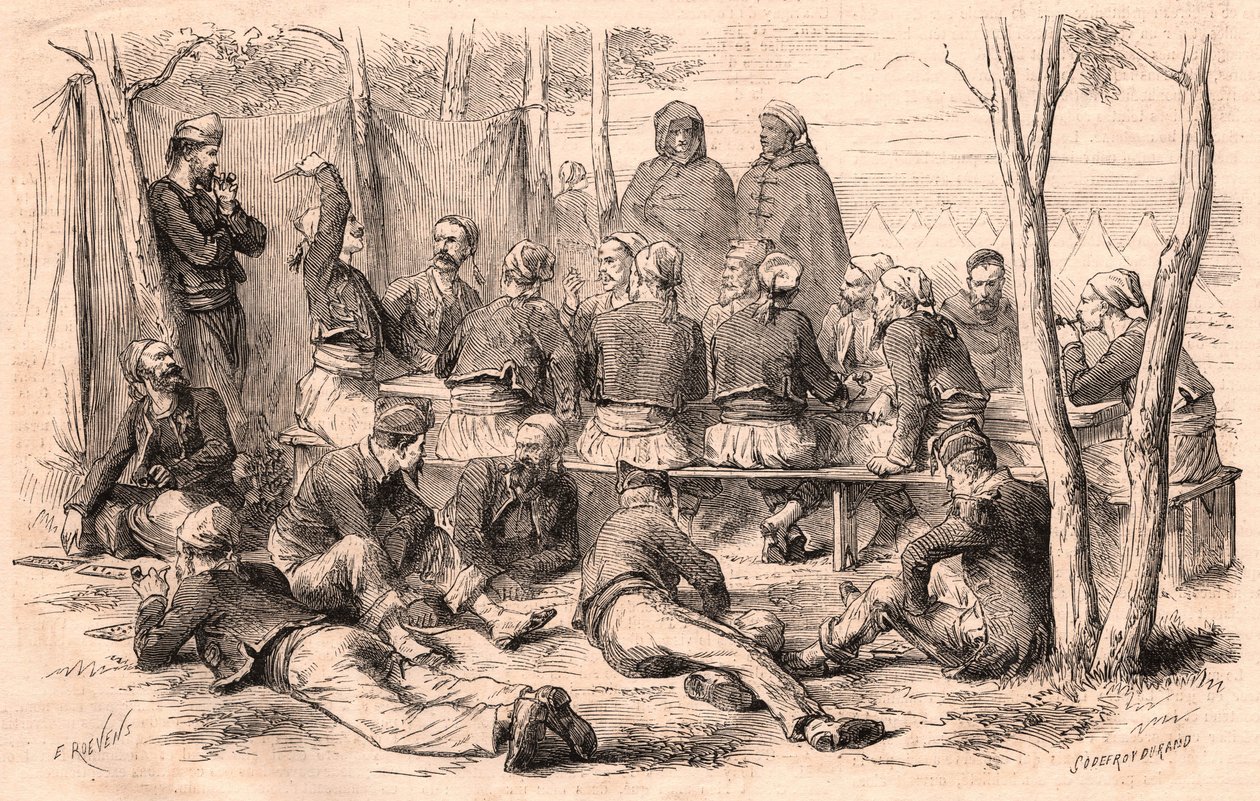 Skupina Zouave odpočívá v táboře Chalons od Unknown