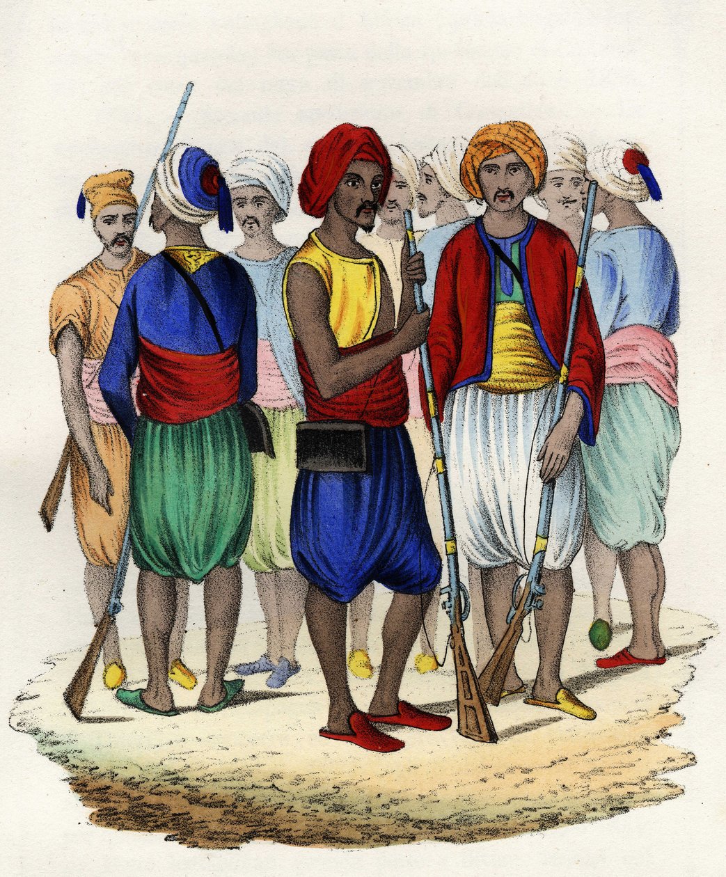 Zouaves, domorodí tirailleurs francouzské armády Afriky, vycvičený v roce 1830. V “” Storia d