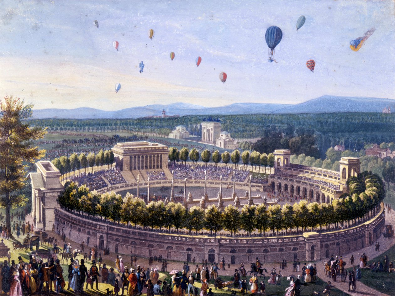 balónová akce v Miláně v roce 1830. Anonymní aquerelle z roku 1830 . od Unknown artist