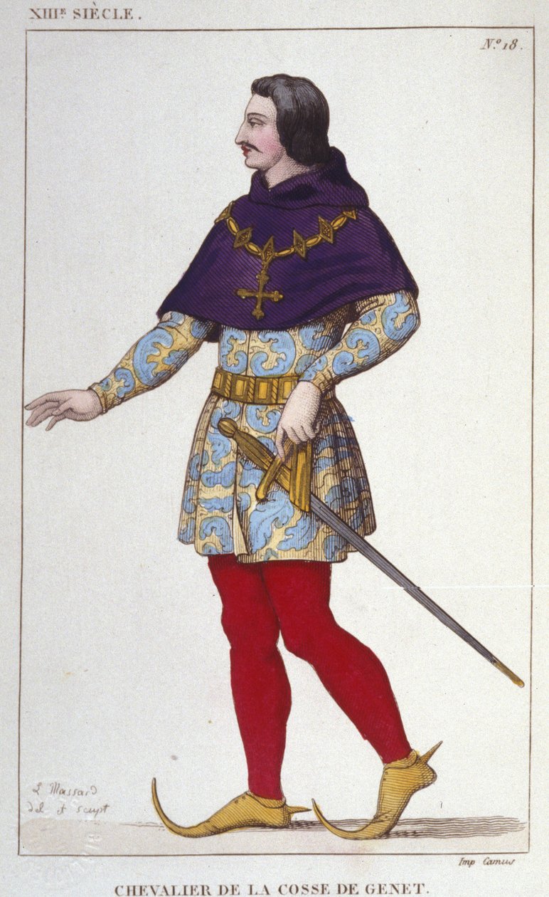 kostým rytíře z Cosse z Genetu. rytina z roku 1830 od Unknown artist