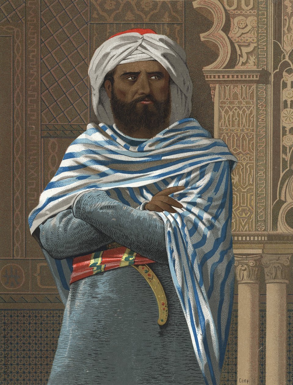 portrét Abd ar-Rahmana I. přezdívaného ad-Dakhil, „uprchlík“ (731 v Cordobě, 788). Emir Cordoba (756-788) po mužích a ženách. Barcelona 1877. od Unknown artist