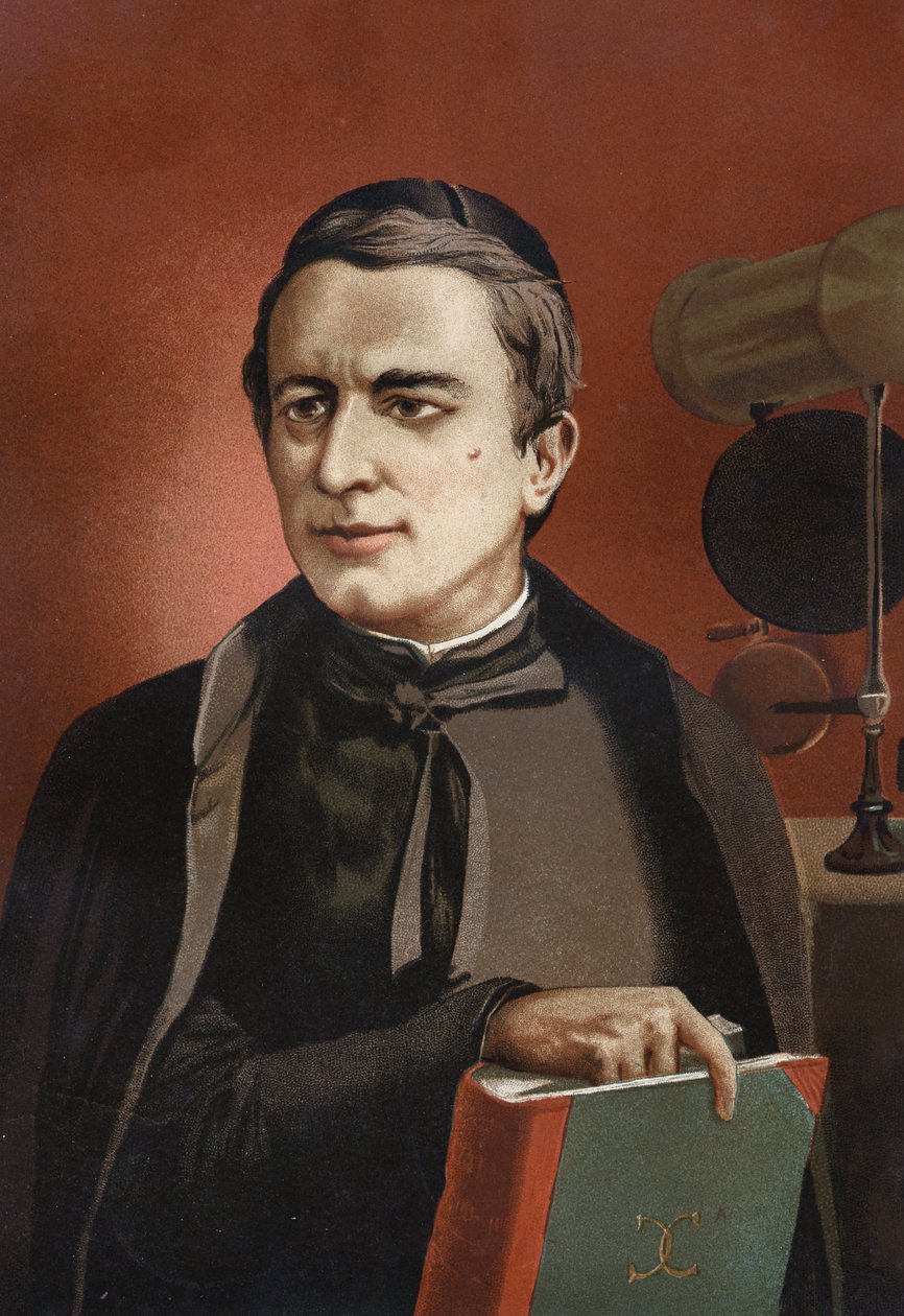 portrét Angela Secchiho, italského astronoma (1818 - 1878), zakladatele spektroskopie. založené na slavných mužích a ženách. Barcelona 1877. od Unknown artist