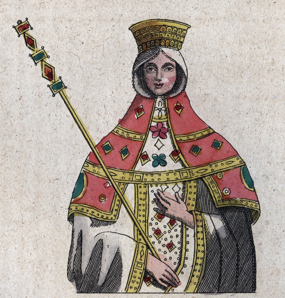 portrét Eudokie (nebo Eudocie) Ingerina (Eudocia Ingerina) (asi 840 - asi 882) manželka byzantského císaře Basila I. - rytina z „“ Use and Customs of All Peoples of the Universe. To je historie vlády, zákonů, milicí, náboženství od Unknown artist