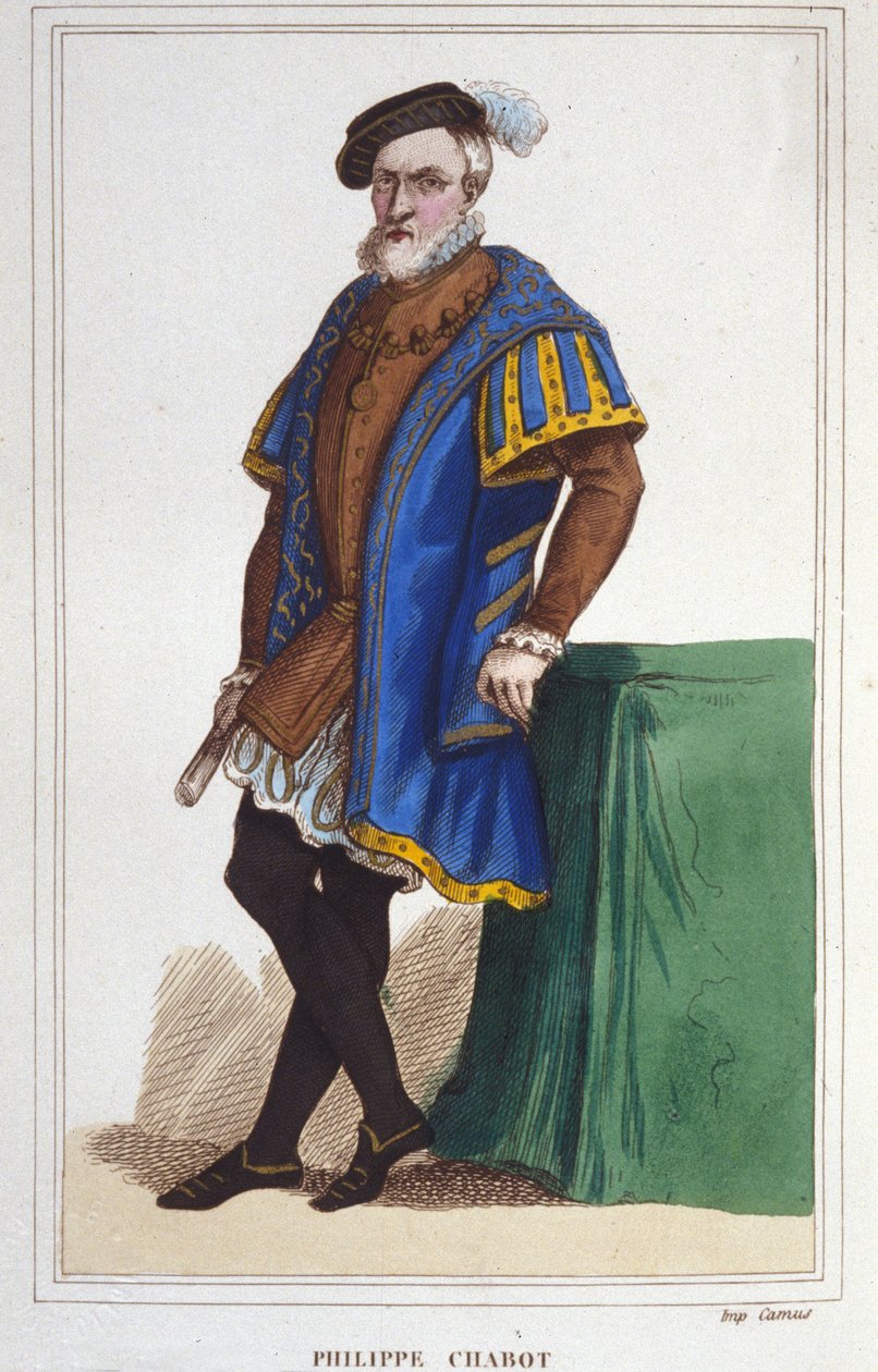 portrét Philippe de Chabot, seigneur z Brion, admirál Francie (1480 až 1543). rytina z roku 1830 od Unknown artist