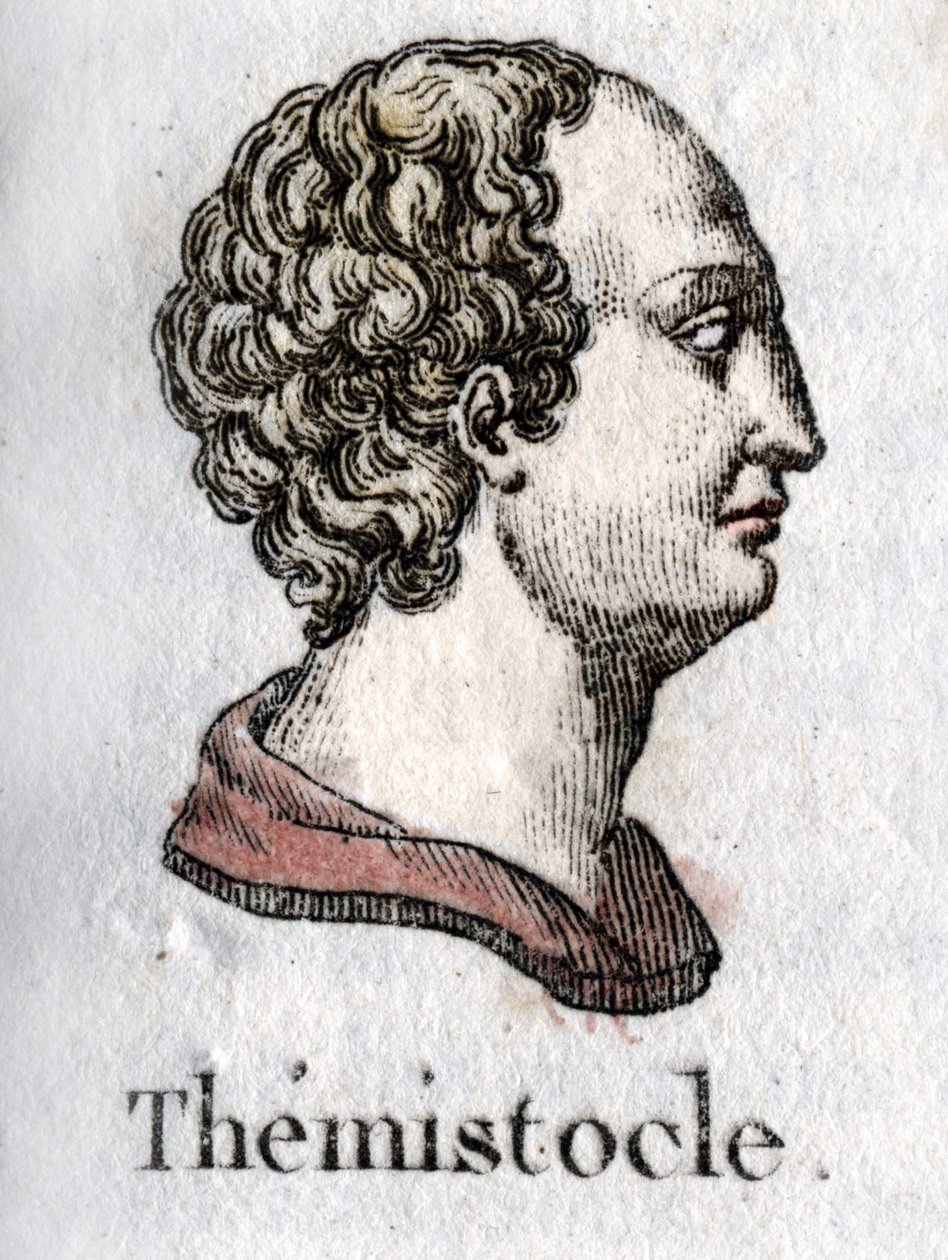 portrét Themistoklês. v řečtině Themistoklês státník a athénský generál (v. 525 př. n. l. až v. 460 př. n. l.) Rytina z roku 1822. od Unknown artist