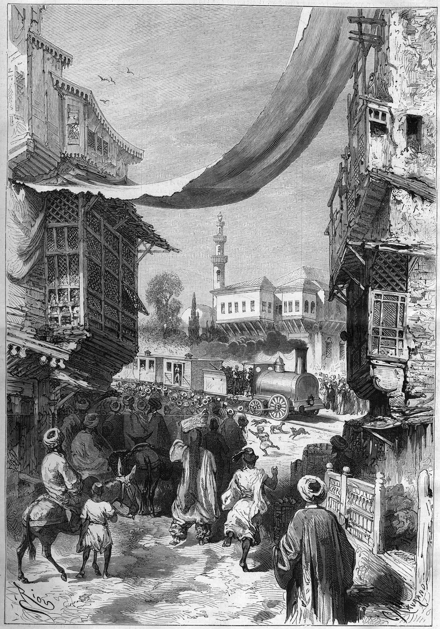 první železniční vlak přijíždějící do Konstantinopole v roce 1872. od Unknown artist