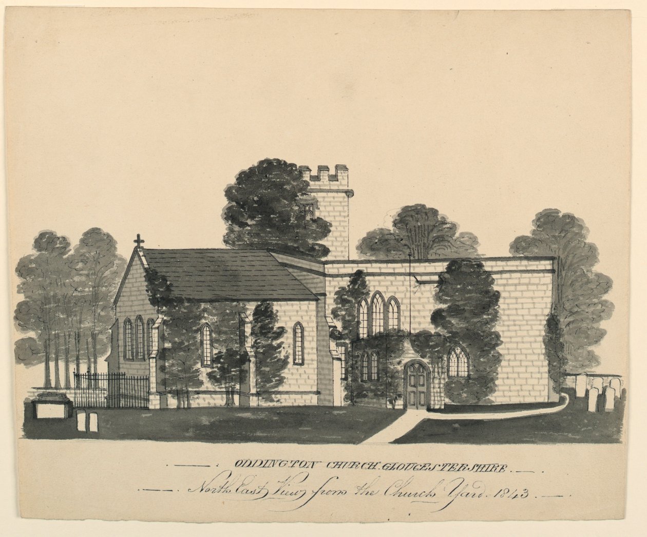 Oddington Church Yard, Gloucestershire, North East View od Unknown, English