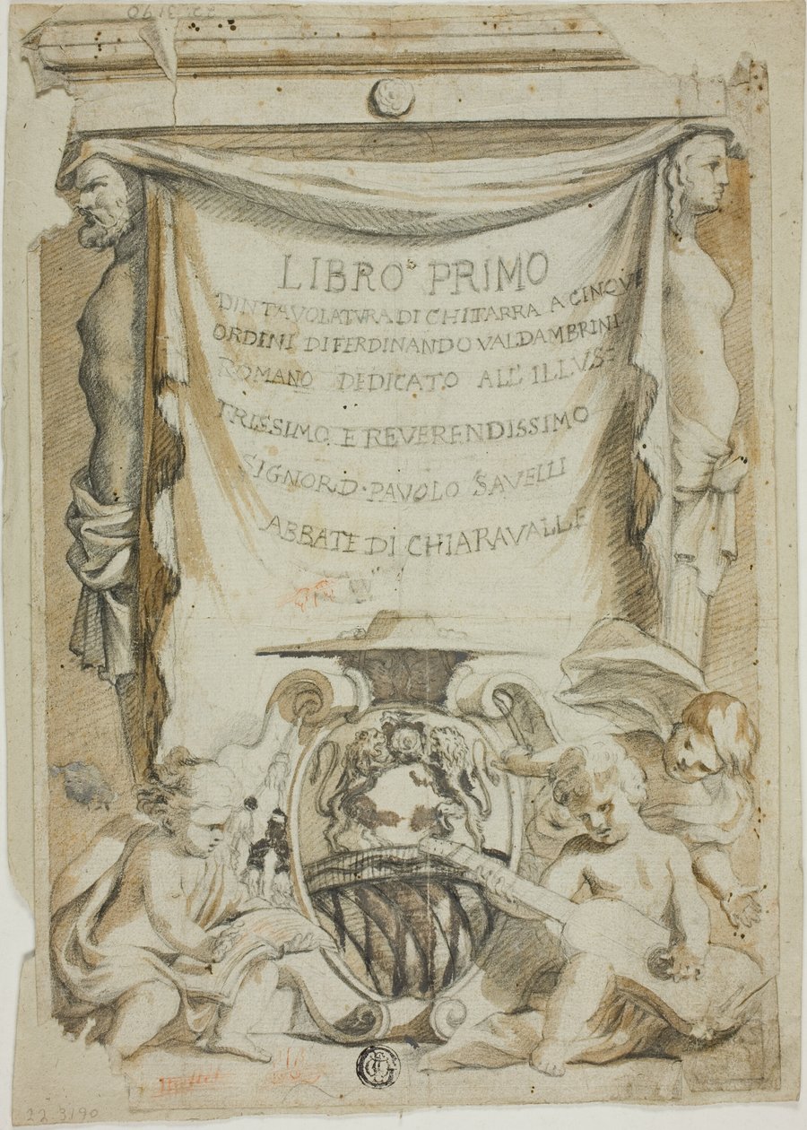 Návrh titulní stránky pro kytarový manuál od Ferdinanda Valdambriniho od Unknown Italian