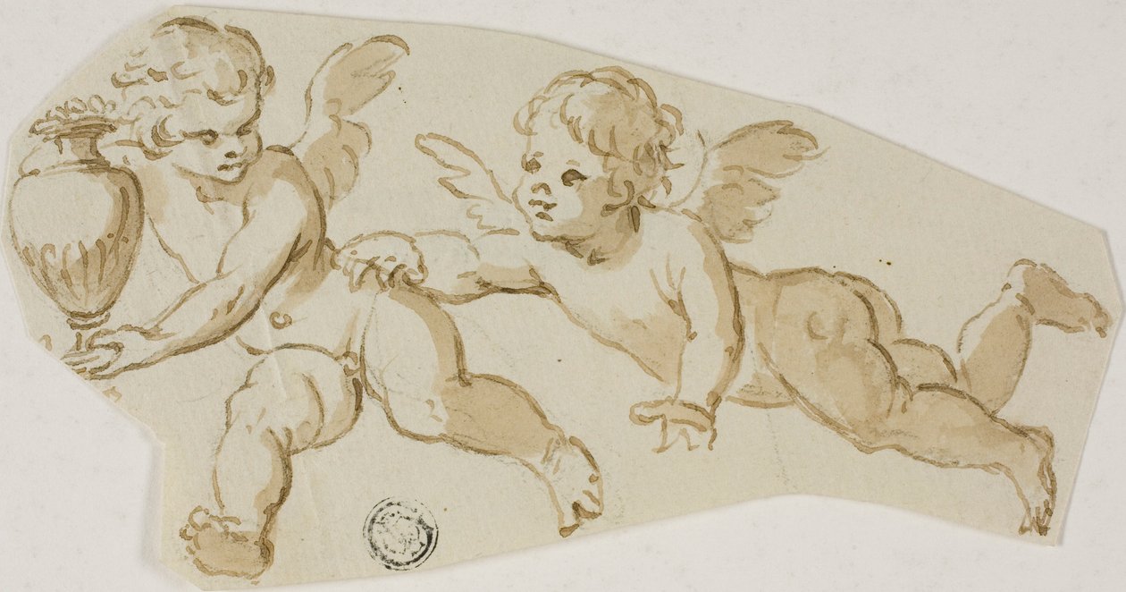 Putto honí jiného putta nesoucího vázu od Unknown Italian