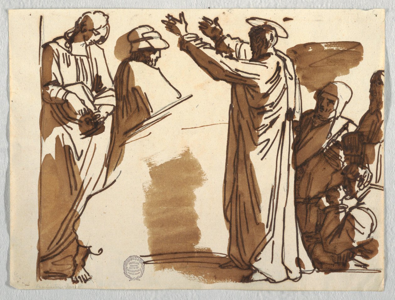 Kresba, Karikatury Ananiášovy smrti a svatého Pavla, podle Rafaela, asi 1820 od Unknown artistUnknown artist