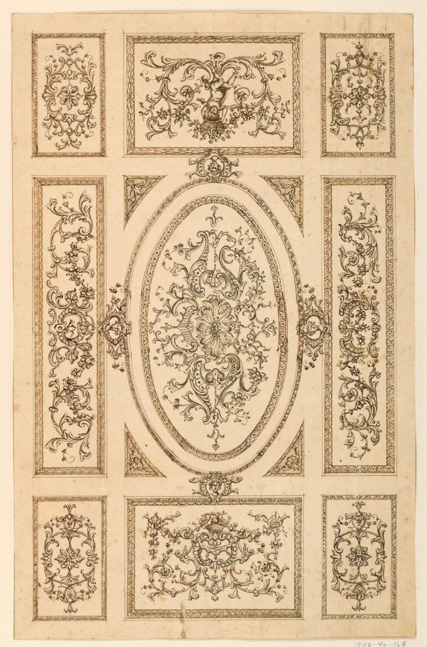 Kresba, návrh stropu, asi 1750 od Unknown artistUnknown artist